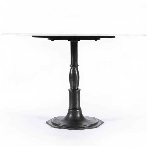 Home Fashion Lucy 48" Round Dining Table White Marble/Carbon Wash Base By Four Hands