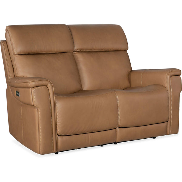 home fashion Lyra Zero Gravity Power Leather Loveseat Sahara Sandalwood