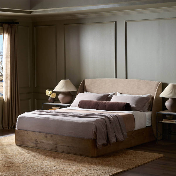 Home Fashion Maeve Upholstered Headboard Bed Laken Taupe By Four Hands