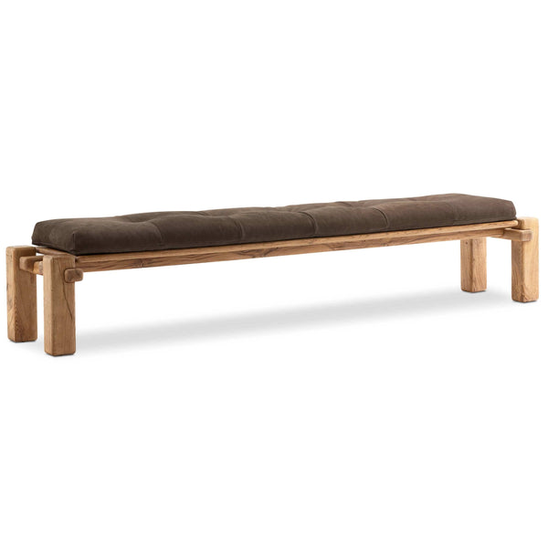 home fashion Marcia Leather Bench Nubuck Cigar by Four Hands