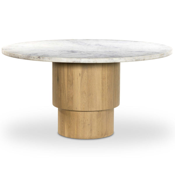 home fashion Mariah Round Dining Table White Marble by Four Hands