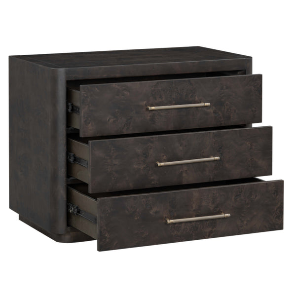 Home Fashion Marshall 3 Drawer Nightstand Chocolate Burl