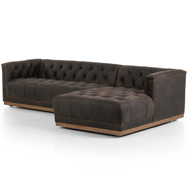 home fashion Maxx 2 Piece Leather Sectional Destroyed Black by Four Hands