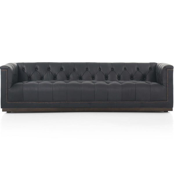 home fashion Maxx Leather 95" Sofa Heirloom Black by Four Hands