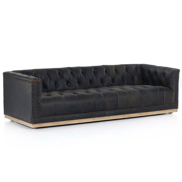 Home Fashion Maxx Leather Sofa Destroyed Black By Four Hands