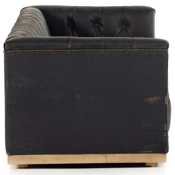 Home Fashion Maxx Leather Sofa Destroyed Black By Four Hands