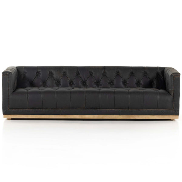home fashion Maxx Leather Sofa Destroyed Black by Four Hands