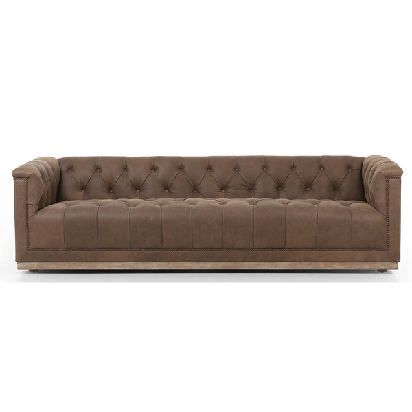 home fashion Maxx Leather Sofa Umber Grey by Four Hands