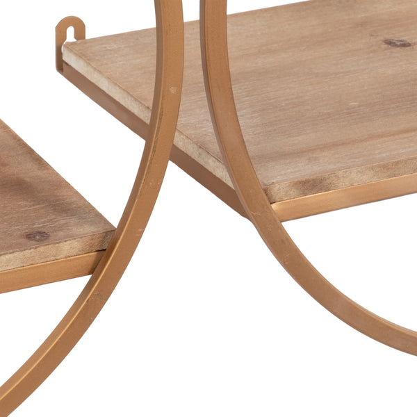 Home Fashion Metal And Wood Wall Shelves Bronze Set Of 3