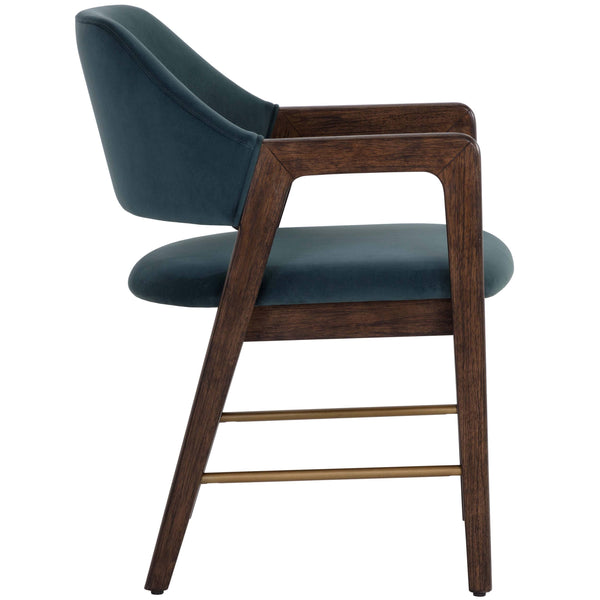 Home Fashion Milton Arm Chair Meg Dusty Teal/Smoke Acacia Set Of 2
