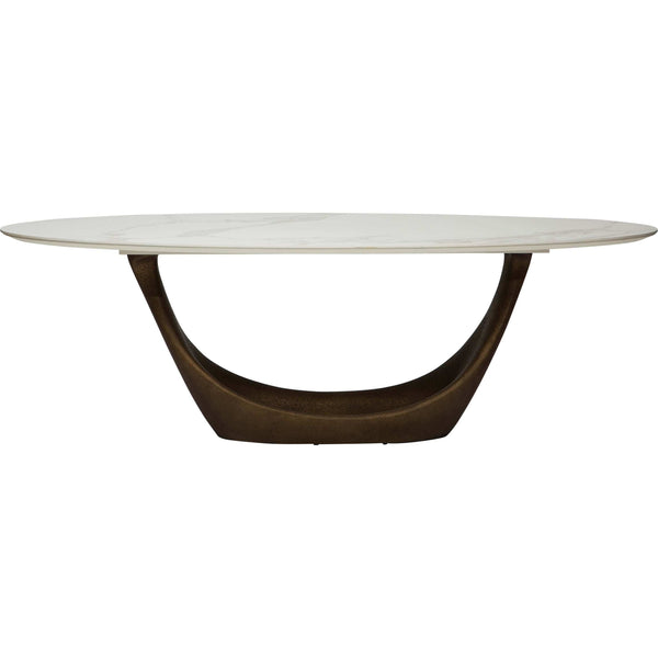 Home Fashion Montana Dining Table White/Gold Beaten Metal Base