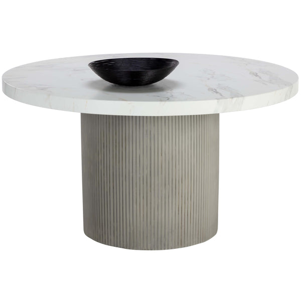 Home Fashion Nicolette 55" Round Dining Table Light Grey Marble Look