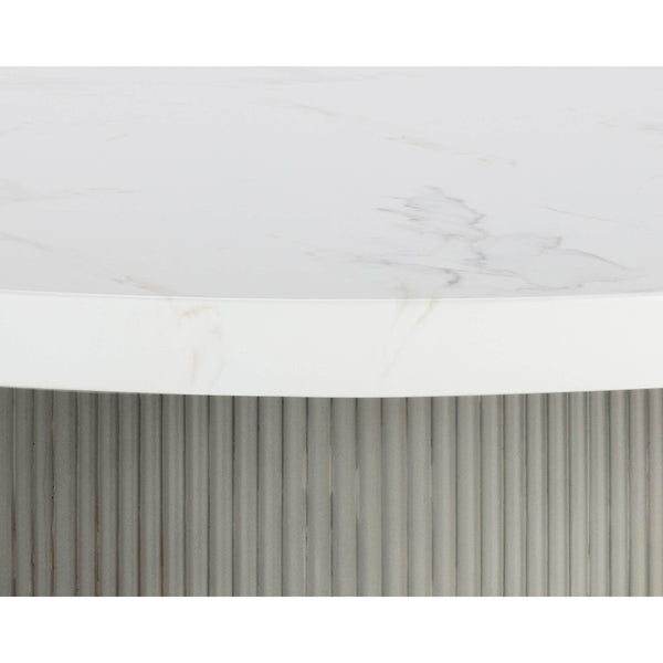 Home Fashion Nicolette 55" Round Dining Table Light Grey Marble Look