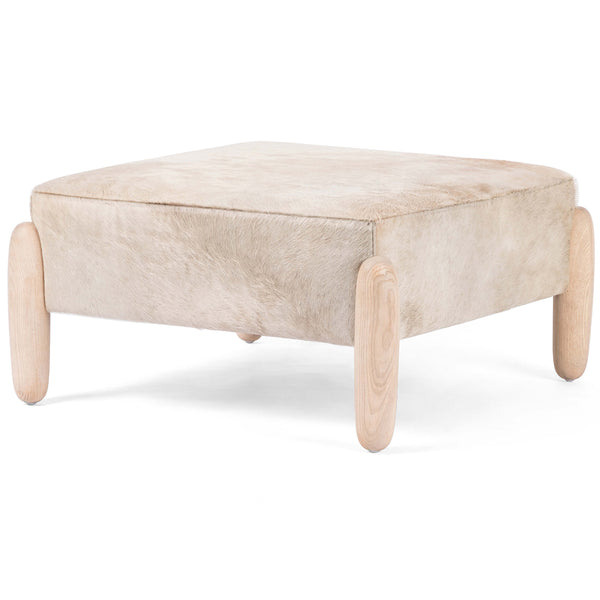 home fashion Oaklynn 32" Ottoman Buff Hair On Hide by Four Hands