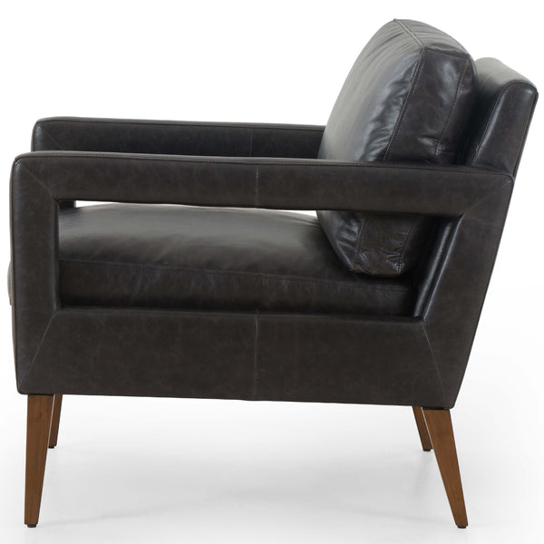 Home Fashion Olson Leather Chair Sonoma Black By Four Hands