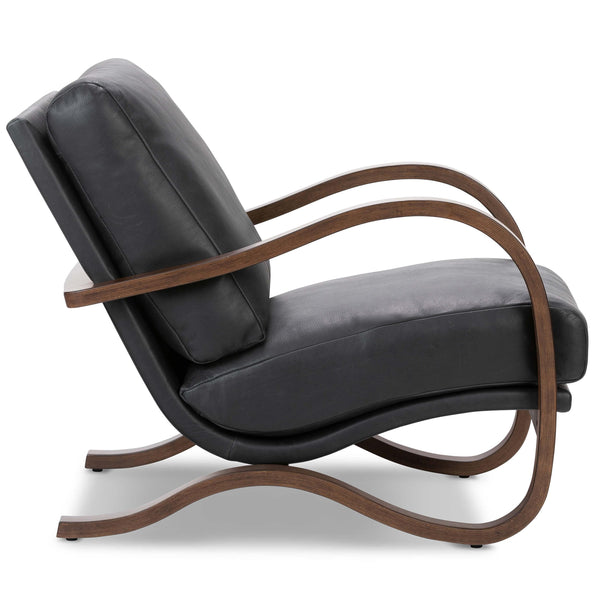 Home Fashion Paxon Leather Chair Brickhouse Black By Four Hands