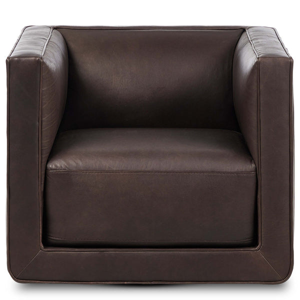 Home Fashion Phillip Leather Swivel Chair Heirloom Cigar By Four Hands