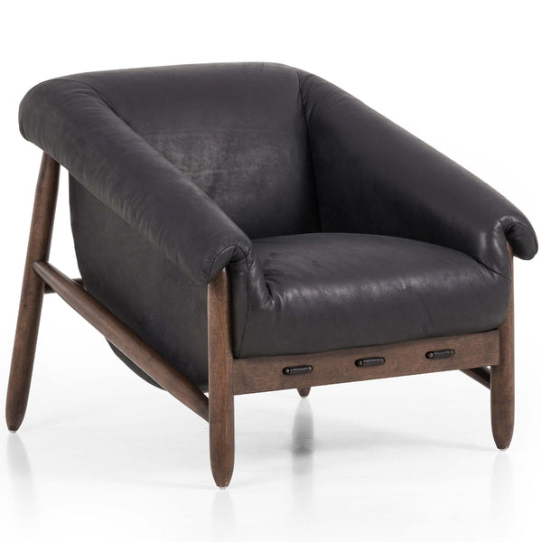 home fashion Reggie Leather Chair Heirloom Black by Four Hands