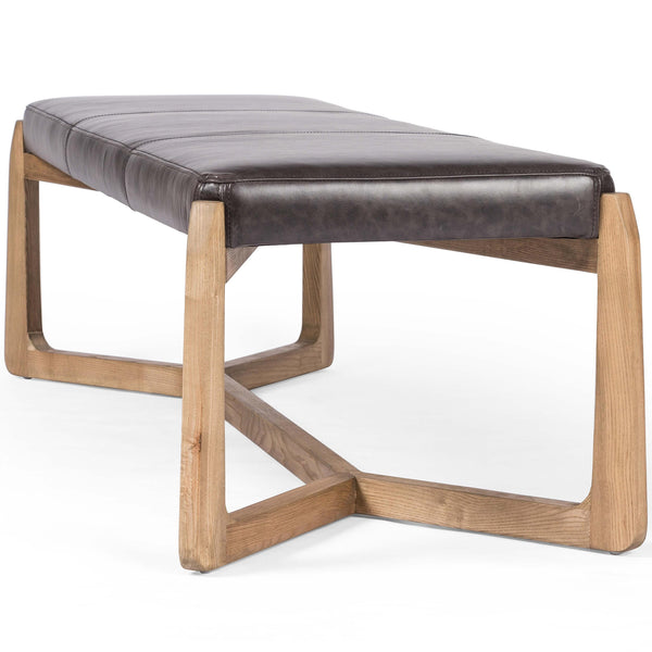 Home Fashion Roscoe Leather Bench Sonoma Black By Four Hands