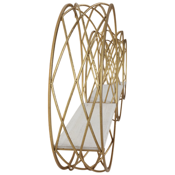 Home Fashion Round Wall Shelves White/Gold Set Of 3