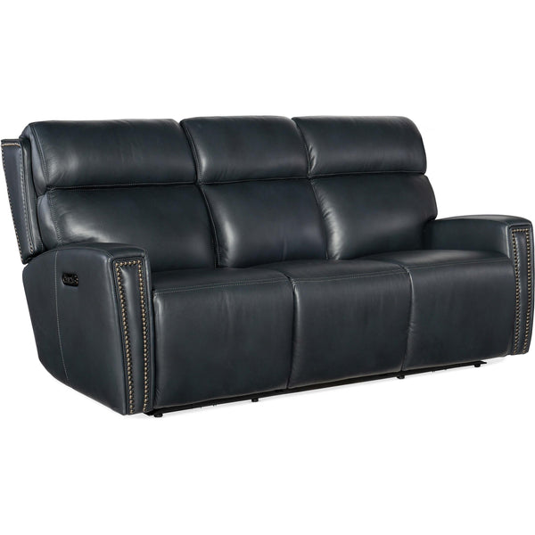 home fashion Ruthe ZeroG Power Leather Sofa w/Hidden Console Salvo Denim
