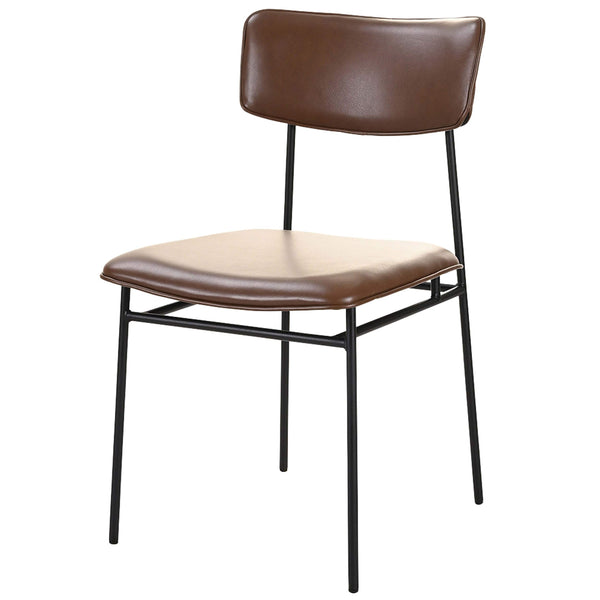 Home Fashion Sailor Leather Dining Chair Dark Brown Set Of 2