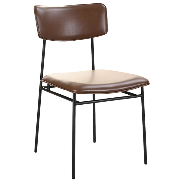 home fashion Sailor Leather Dining Chair Dark Brown Set of 2