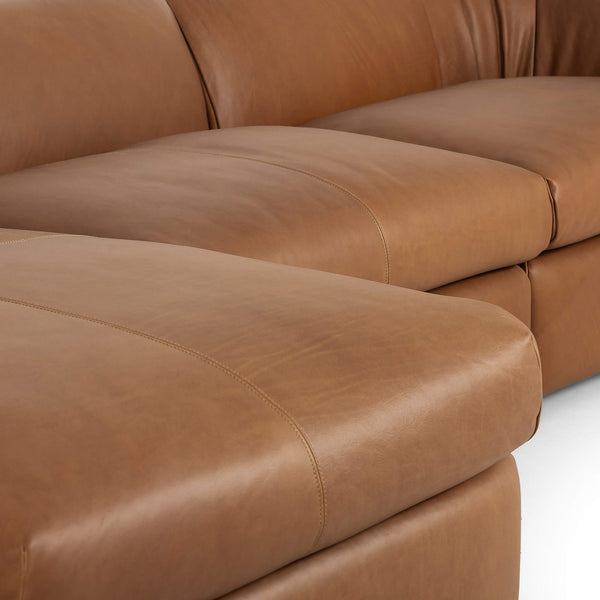 Home Fashion Saldana 3 Piece Leather Sectional W/Left Chaise Lorento Cognac By Four Hands