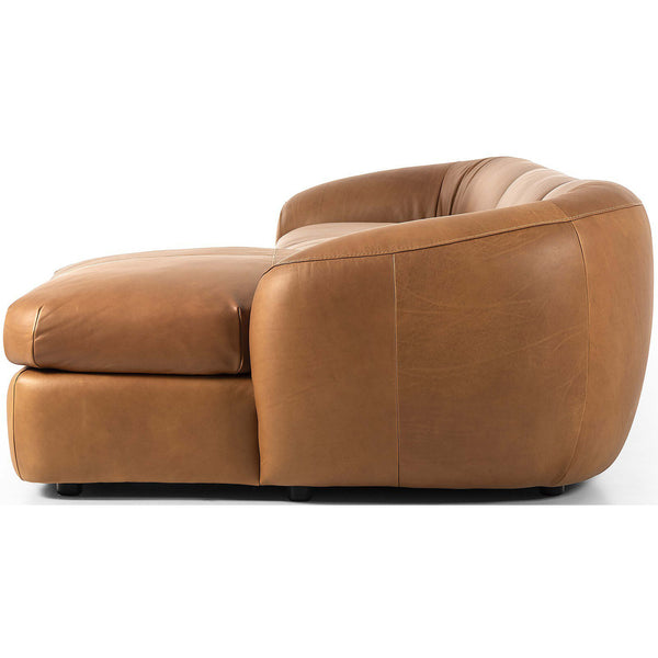 Home Fashion Saldana 3 Piece Leather Sectional W/Right Chaise Lorento Cognac By Four Hands