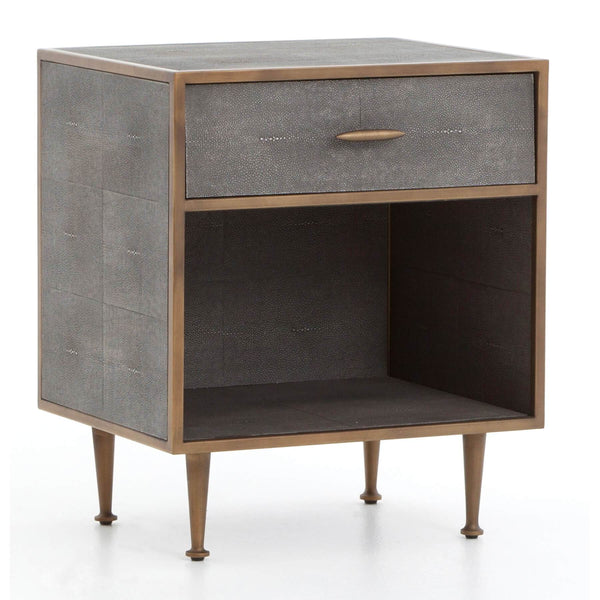 home fashion Shagreen Bedside Table Antique Brass by Four Hands