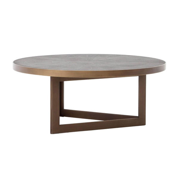 Home Fashion Shagreen Round Coffee Table Antique Brass By Four Hands