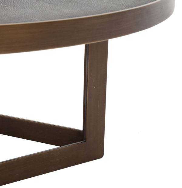 Home Fashion Shagreen Round Coffee Table Antique Brass By Four Hands