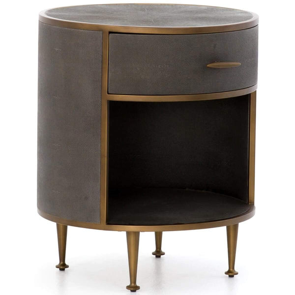 home fashion Shagreen Round Nightstand Antique Brass by Four Hands
