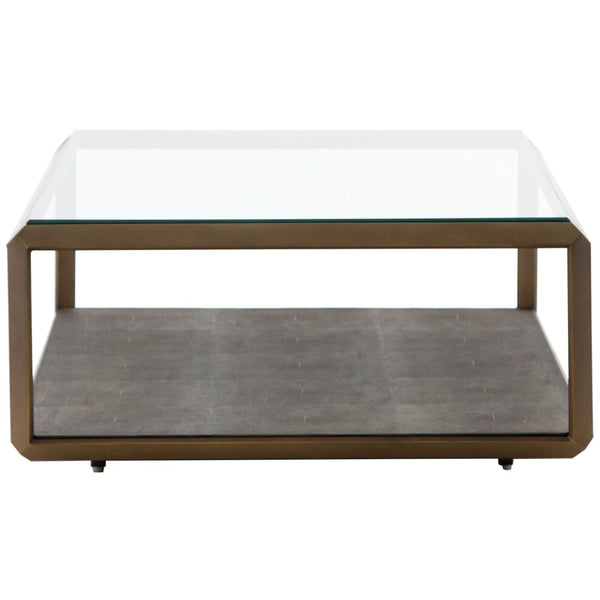 Home Fashion Shagreen Shadow Box Coffee Table Brass By Four Hands