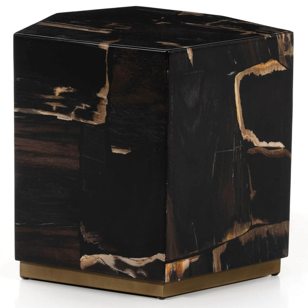 Home Fashion Shep End Table Polished Petrified Wood By Four Hands