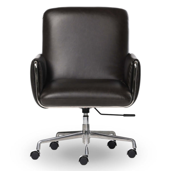 Home Fashion Sherman Leather Lowback Desk Chair Sonoma Black By Four Hands