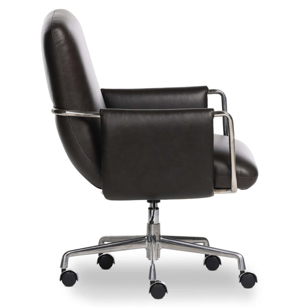 Home Fashion Sherman Leather Lowback Desk Chair Sonoma Black By Four Hands