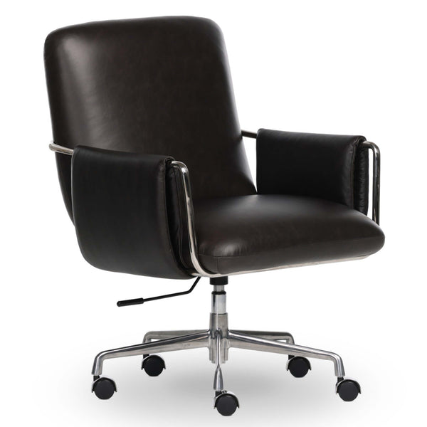 home fashion Sherman Leather Lowback Desk Chair Sonoma Black by Four Hands