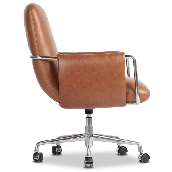 Home Fashion Sherman Leather Lowback Desk Chair Sonoma Chestnut By Four Hands