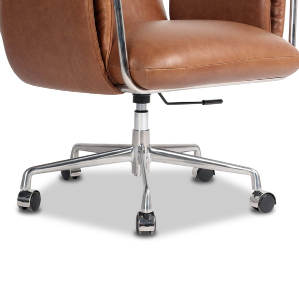 Home Fashion Sherman Leather Lowback Desk Chair Sonoma Chestnut By Four Hands