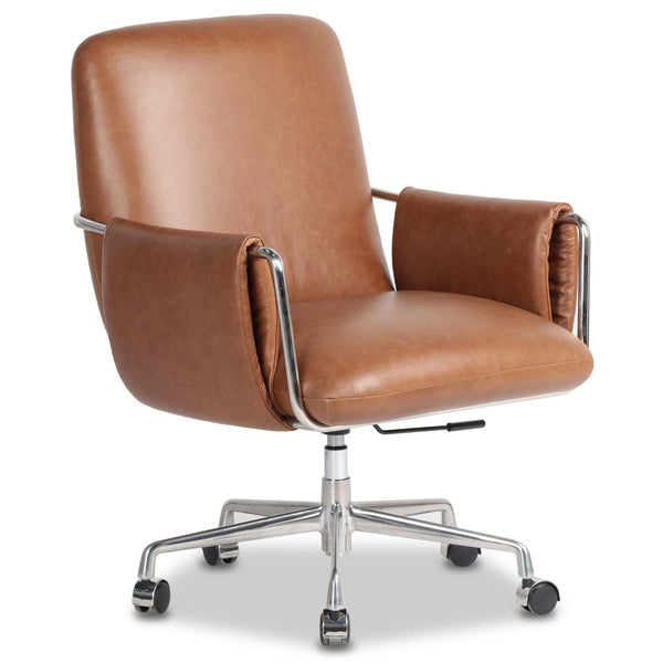 home fashion Sherman Leather Lowback Desk Chair Sonoma Chestnut by Four Hands