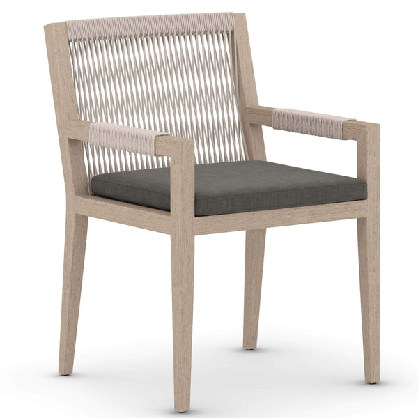 home fashion Sherwood Outdoor Dining Arm Chair Charcoal/Washed Brown Set of 2 by Four Hands