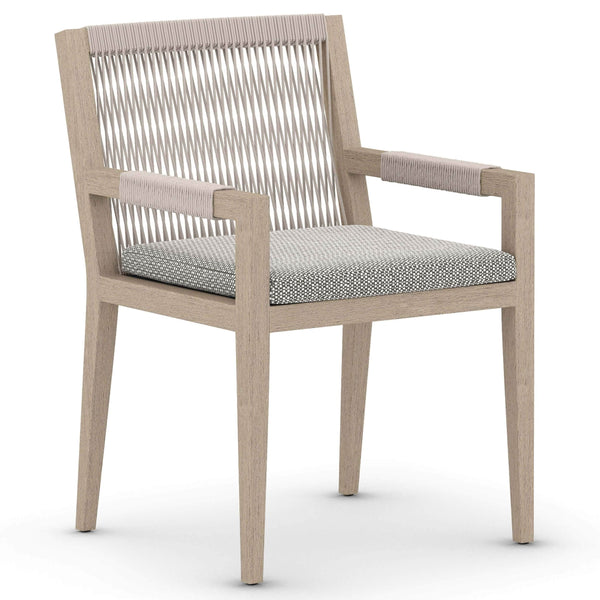 home fashion Sherwood Outdoor Dining Arm Chair Faye Ash/Washed Brown Set of 2 by Four Hands