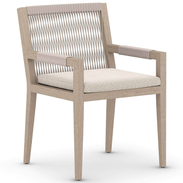 home fashion Sherwood Outdoor Dining Arm Chair Faye Sand/Washed Brown Set of 2 by Four Hands