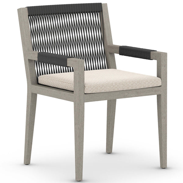 home fashion Sherwood Outdoor Dining Arm Chair Faye Sand/Weathered Grey Set of 2 by Four Hands