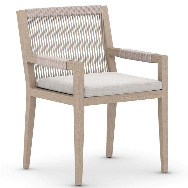home fashion Sherwood Outdoor Dining Arm Chair Stone Grey/Washed Brown Set of 2 by Four Hands