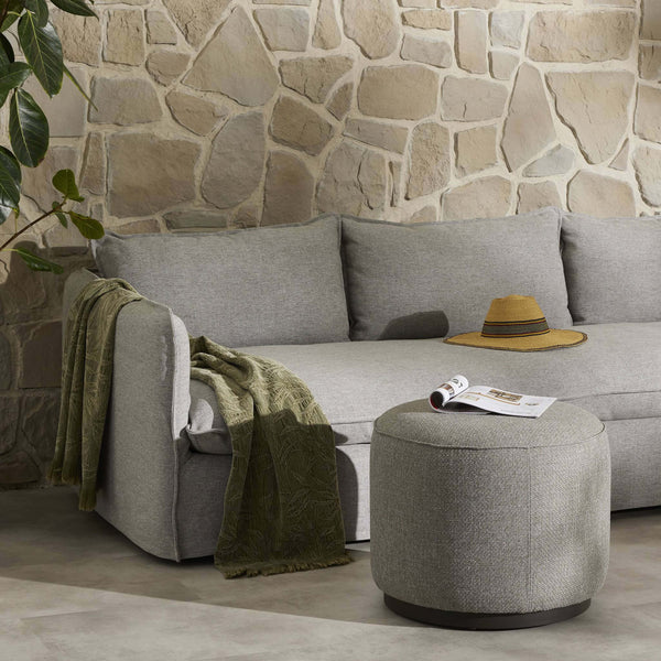 Home Fashion Sinclair Round Outdoor Ottoman Hayes Smoke By Four Hands