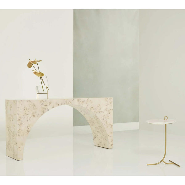 Home Fashion Stone Top Accent Table White/Grey Marble