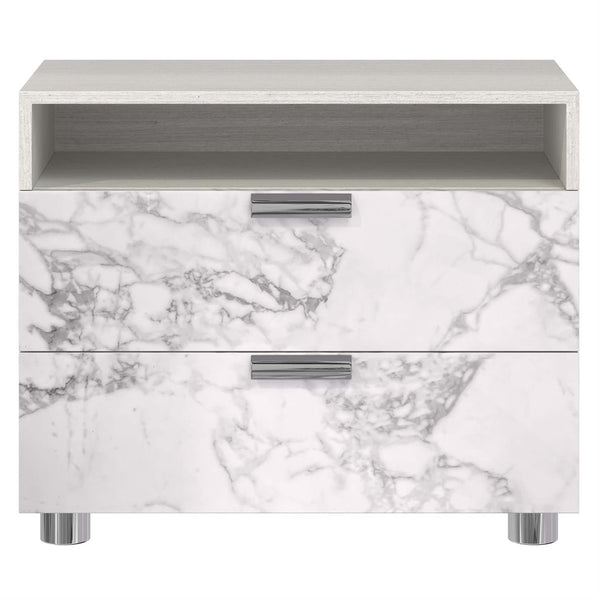 Home Fashion Stratum 2 Drawer Arabescato Nightstand