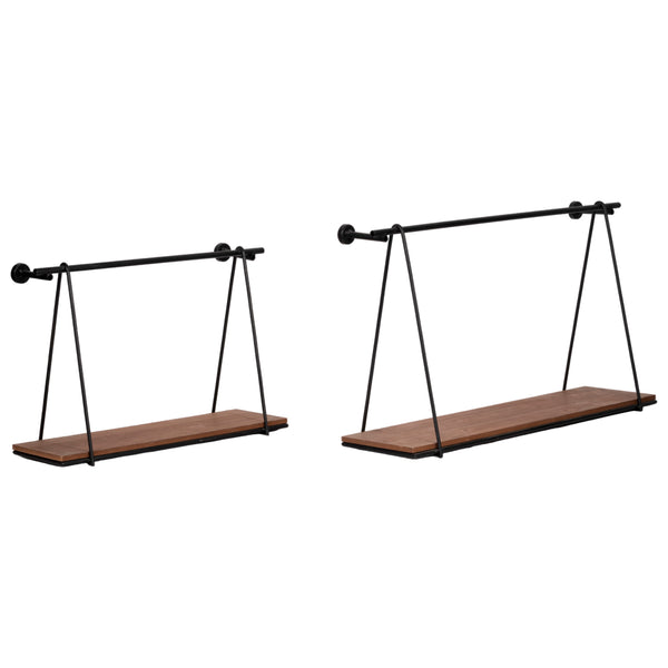 Home Fashion Swing-Like Wall Shelves Black/Brown Set Of 2